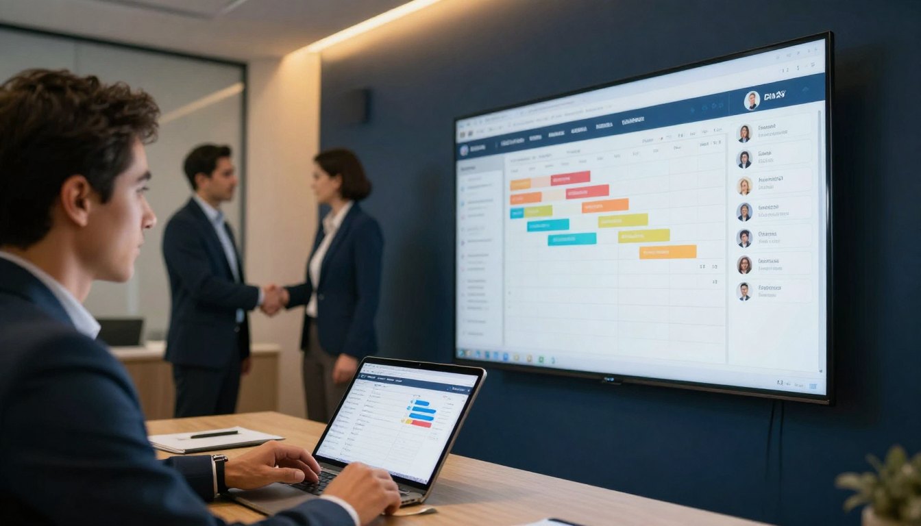 Sales team reviewing a CRM pipeline