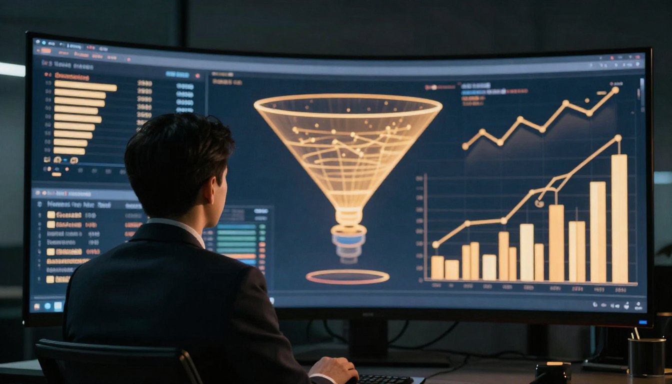 Analytics dashboard with growth charts