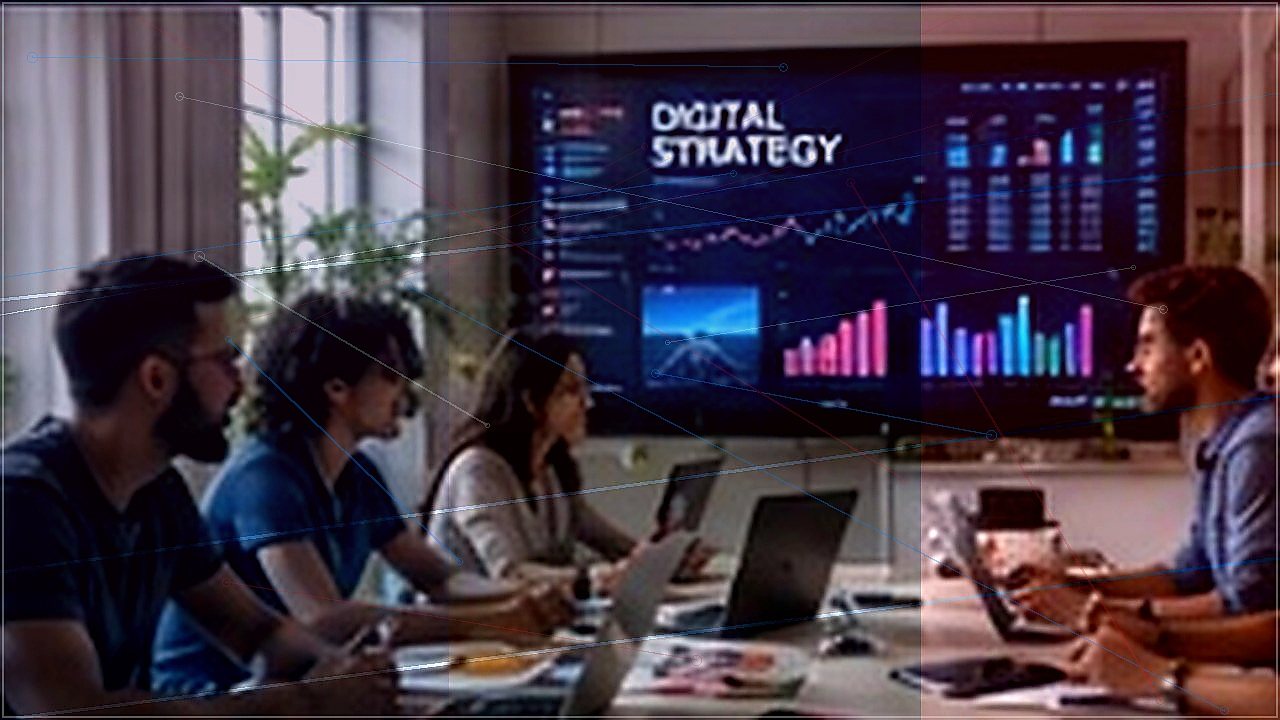 Team reviewing digital marketing strategy