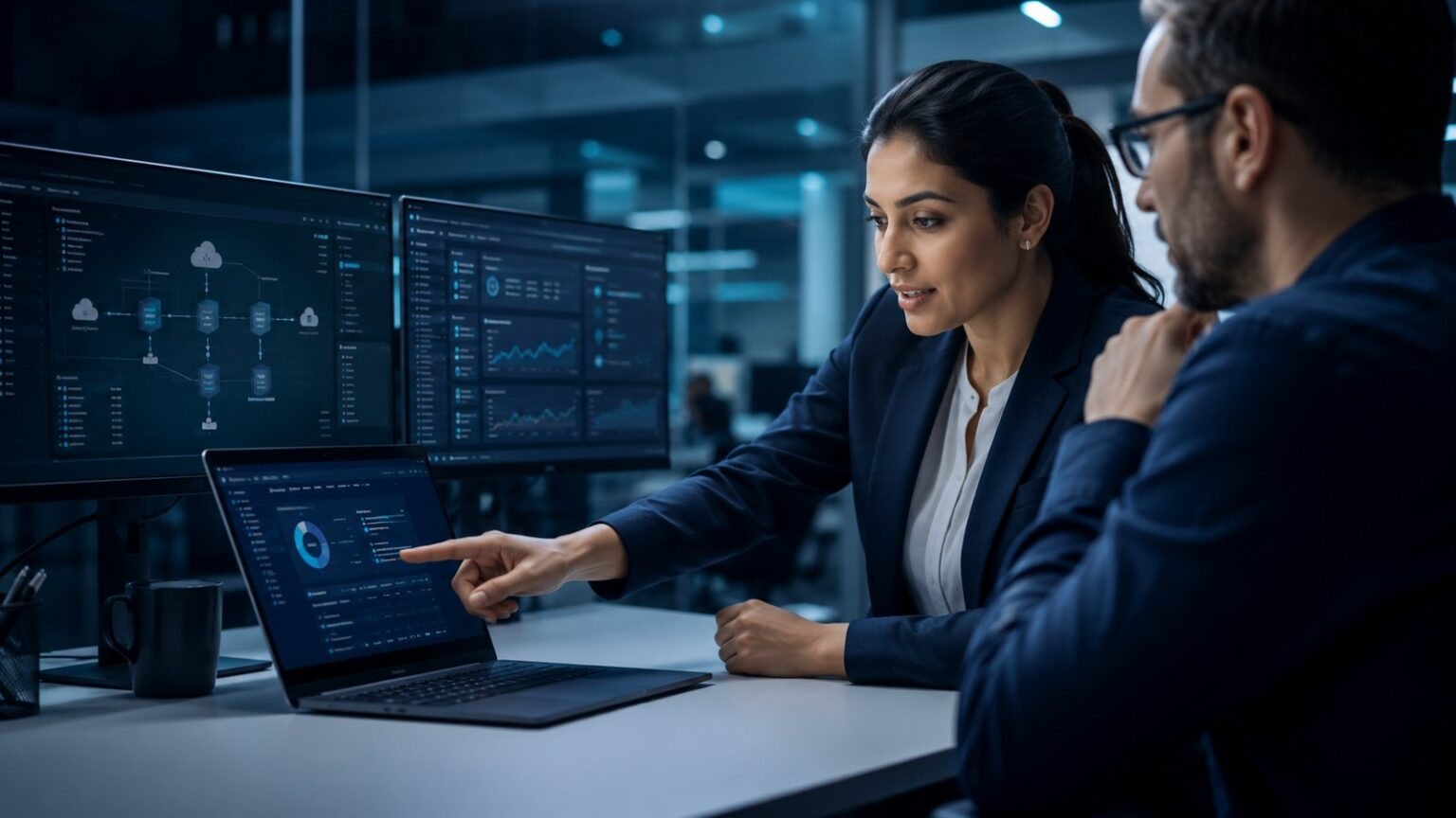 IT consultants reviewing systems
