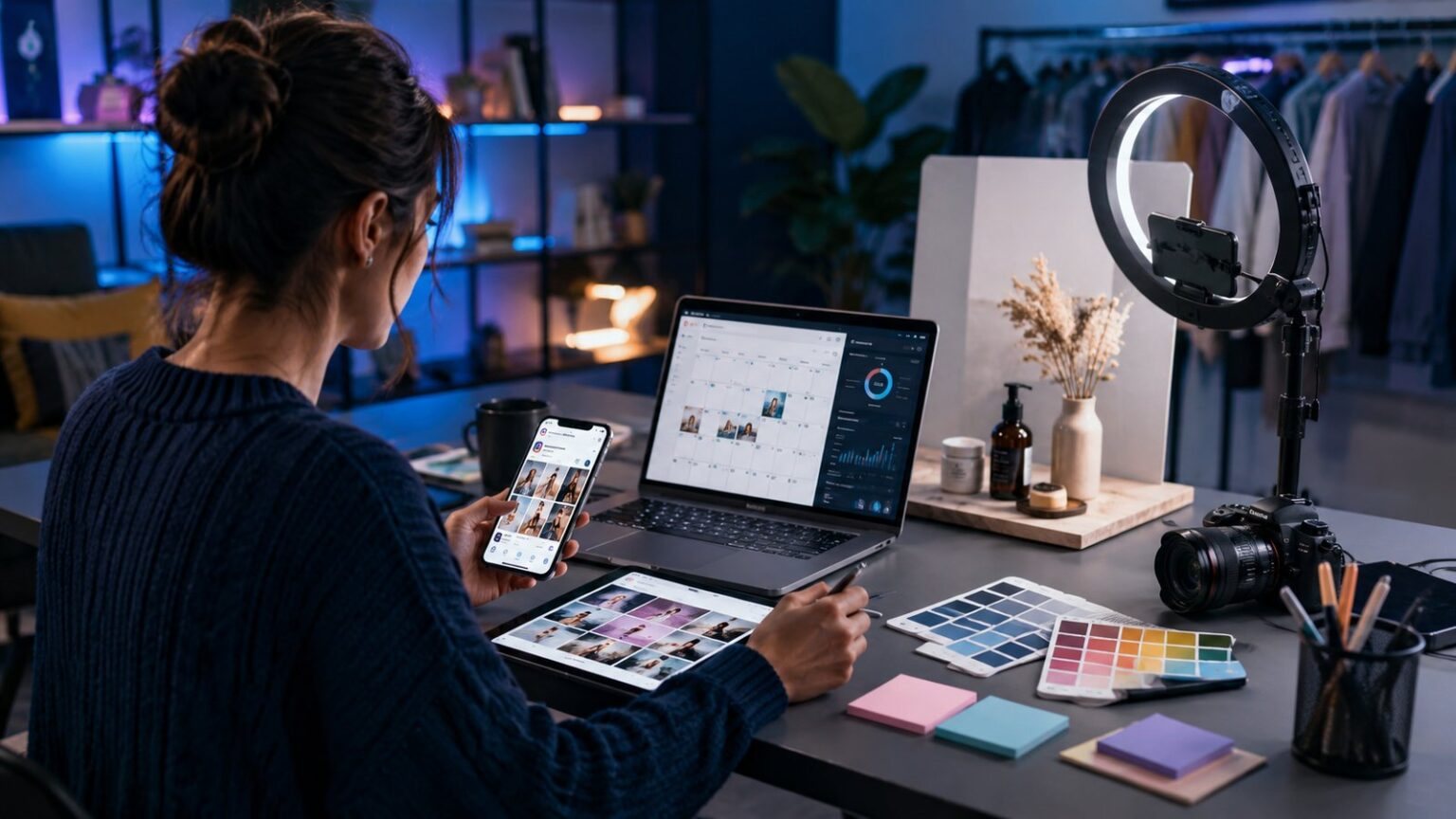 Content creator producing social media posts