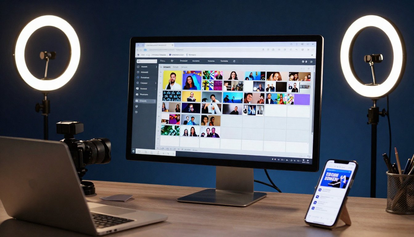 Social media content on a monitor